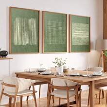 1/3pcs Set Unframed Beige Green Abstract Dots Lines Japanese Art Canvas Poster Retro Japandi Wall Art Print Wabi Sabi Minimalist Vintage Painting For Apartment,Living Room,Bedroom,Modern Home Decoration - A - View 1