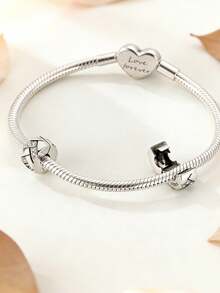 1 Piece Original 925 Sterling Silver Innovative Hinged Design Opens Smoothly To Fit Onto Your Bracelet's Snake Chain, Then Locks Securely To Prevent Charms From Sliding Or Falling Off. - Silver - View 2