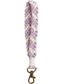 Women's Boho Macrame Keychain Wristlet Bracelet Handmade Braided Hand Wrist Lanyard For Keys, Purse, Car Keys Holder - 心形(紫色) - 查看 9