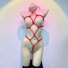 2026 Sexy Lingerie Set With One-Piece Bondage Rope, Detachable Bodysuit For Valentine's Day - 紅色 - 查看 2