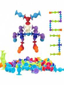 11pcs/Set Random Color Suction Cup Toys, Building Blocks Suction Cup Toys, Stress Relief Toys Set, Bathroom Toys, Children Toys, Bath Toys, Parent-Child Interactive Game, Gifts For Boys And Girls, Soft Touch - Multicolor - View 8