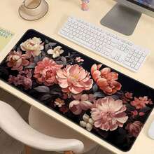 Mouse Pad com Arte Floral Retrô, Com Design Original e Personalizado, Este Mouse Pad Grande Pode Ser Usado Como Tapete de Mesa, Tapete de Estudo ou Tapete de Teclado, Adequado para Jogos, Uso Doméstico e Escritório. - Multicolorido - Visão 3