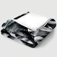 Single Piece Of A High-Definition Printed Blanket Featuring A Wolves In Forest Design - A Lightweight Flannel Throw Suitable For Travel, Living Room, Office, Couch, And Bed - Digitally Printed Fleece Blanket Made From Soft And Warm Flannel Fabric - White - View 12