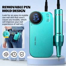 duofu 便攜式高速電動美甲機,可充電35000rpm美甲鑽文件筆美甲機套件,電池續航時間長達10小時,專業美甲打磨機,去除指甲油及修剪指甲屑,指甲磨光器,美甲器具,適用於壓克力指甲沙龍和家用,修腳器,指甲美容設備,美甲修護工具 - 綠色 - 查看 7