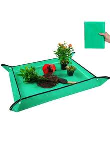 1pc Waterproof Foldable Planting Mat Garden Potting Pad For Flowerpot Transplanting Mixing Soil Plant Pruning Garden Tools - A-Green - View 1