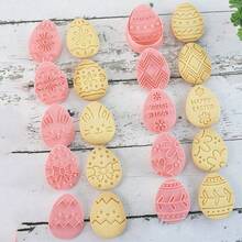 10pcs/Set Cartoon Easter Cookie Cutters, Easter Egg Shaped Biscuit Mold, Fondant Baking Tools - Pink - View 3