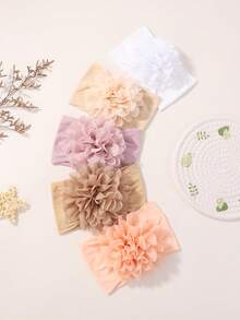 5件套波西米亚风可爱婴儿雪纺花朵蝴蝶结发箍，发饰设计 - 彩色 - 查看 7