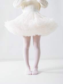 1件装女童/儿童透明连裤袜，休闲轻便舒适肤色舞蹈袜，多功能透气柔软不透明连裤袜，适合日常穿着、休闲活动、舞台表演、节日礼物、情人节 - 白色 - 查看 4