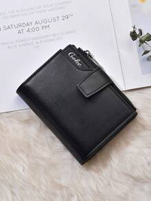 SHABILI Slim Vertical Men's Wallet, Fashion New Multi-Card Slots Snap Closure Soft Leather Bifold Wallet - Black - View 7