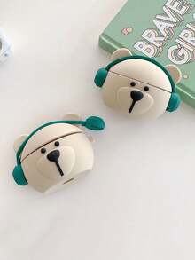 1pc 3D Cute White Bear Silicone Earphone Case, Suitable For Apple Pro 3/1/2 Generation Cartoon Creative Protective Cover - Multicolor - View 4
