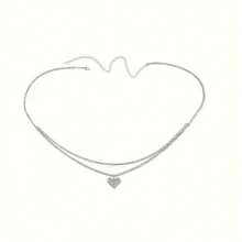 1 Fashionable, Exquisite, Simple, And Versatile Double-Layered  Heart-Shaped Waist Chain, Suitable For Women As A Body Chain Or A Sexy Beach Body Chain. - Silvery - View 7