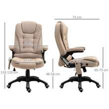 Office Chair With Vibrating Massage, Ergonomic Heated And Reclining Office Chair, Height-Adjustable Executive Chair With Remote Control, Side Pocket, Linen Look, Brown - A - View 3