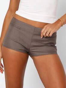 Y2k Low Rise Booty Shorts For Women Micro Mini Fitted Shorts Hot Pants Going Out Bottoms Streetwear Women's Low Rise Booty Shorts Y2k Skinny Micro Mini Shorts Summer Hot Pants - 咖啡棕 - 查看 1