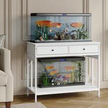 Soporte para acuario de 40 a 50 galones con marco de metal y cajones, mesa resistente para peceras, terrarios para tortugas y reptiles. - Blanco - Ver 9