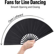 1pc Large Foldable Hand Fan, High-Quality Fabric, Black Nylon Cloth, Foldable Craftsmanship Hand Fan, Chinese/Japanese Style Hand Fan, Suitable For Outdoor Use, Cooling Decor, Applicable For Clubs, Balls, Bars, Home Decor Accessories, Gift For Male/Female Dance Enthusiasts, Suitable For Home Decor, Holiday Party Gifts,Cute Stuff - Multicolor - View 2