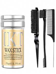 ikt 4pcs Smooth Hairstyle Styling Kit, Includes Edge Brush, Pointed Tail Comb, Boar Bristle Brush And Bun Maker, Help You Create Sleek Hairstyles - Black - View 2