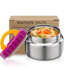 MAISON HUIS 8oz Soup Thermo Wide Mouth Vacuum Insulated Thermo Jar Leak Proof Stainl Steel Food Container For HotandCold Food Lunch Soup For School Travel Purple - Màu tím - Xem 1