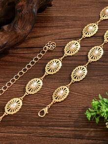 1pc Fashionable Sexy Sunflower Waist Chain, Unique Smiling Face Pendant Body Chain, Versatile Sunflower Waist Chain Body Jewelry Suitable For Women's Daily, Vacation, Party Wear - White - View 5