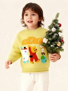 Balabala BalaOne 儿童男女通用针织毛衣，2025 冬季系列，柔软舒适套头衫 - 檸檬黃 - 查看 2