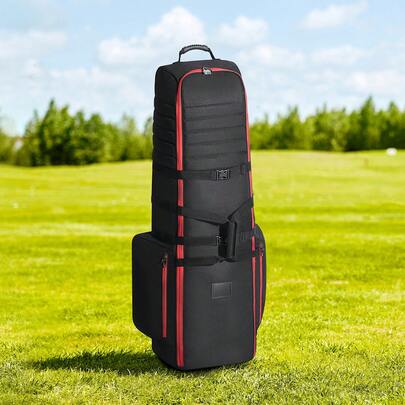 Golf Travel Bag, Outdoors Soft-Sided Golf Travel Cover, Heavy Duty 1800D Polyester Oxford Wear-Resistant Waterproof, Padded Luggage Case With Wheels, Foldable Golf Club Storage Bag For Airline