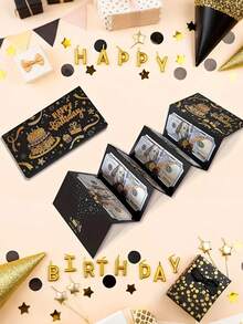 Elegant Black & Gold Design Cash Envelope Gift Box, Suitable For Birthday Celebration, Cartoon Fantasy Themed Souvenir, Exquisite Memento, Birthday Surprise Gift - Multicolor - View 7