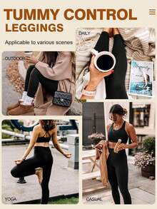 Plus Size High Waist Lift Butt Leggings With Pockets For Women Stretchy Yoga Pants Tummy Control High Elasticity Workout Leggings Suitable For Exercise, Cycling, Fitness Enthusiasts Spring - Black - View 6