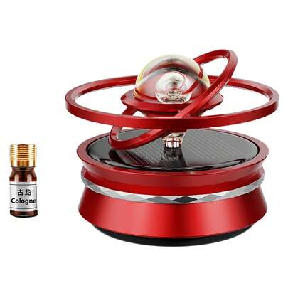Difusor de aroma giratorio con bola de cristal flotante alimentado por energía solar para montaje en automóvil; se puede utilizar como decoración o regalo; rojo