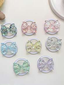 1PC Sparkling Bow Magnetic Suction Phone Airbag Bracket, Stable And Extendable Desktop Lazy Ring Buckle Bracket - Multicolor - View 5