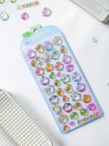 1pc 2026 New Cute Animal Cartoon 3D Epoxy Resin Sticker Set, Themes Include Rabbit, Bear, Cat, Candy, Fruit, Dessert, Adorable Animals, Reusable Waterproof Stickers For Planner, Stationery Decor, Phone Case Accessories - Multicolor - View 11