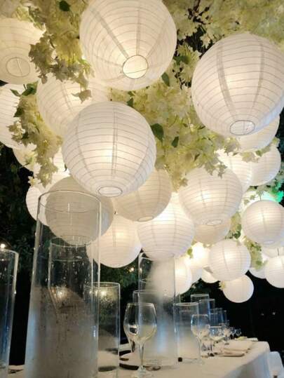 White Decorative Paper Lanterns, White Paper Lantern Set For Wedding Season, Paper Lantern Shades, DIY Craft Home Decor, Wedding Party, Anniversary, Birthday Party, Ceiling Decor