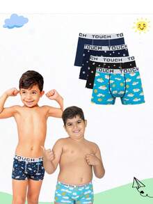 5 Cuecas Boxer Infantil Menino Microfibra Forrada Resistente - Sortido P - Visão 4