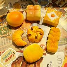 慢回弹粘手指逼真面包，超柔软挤压玩具，湿软超慢回弹玩具，挤压玩具，减压挤压玩具，礼物 - 彩色 - 查看 1