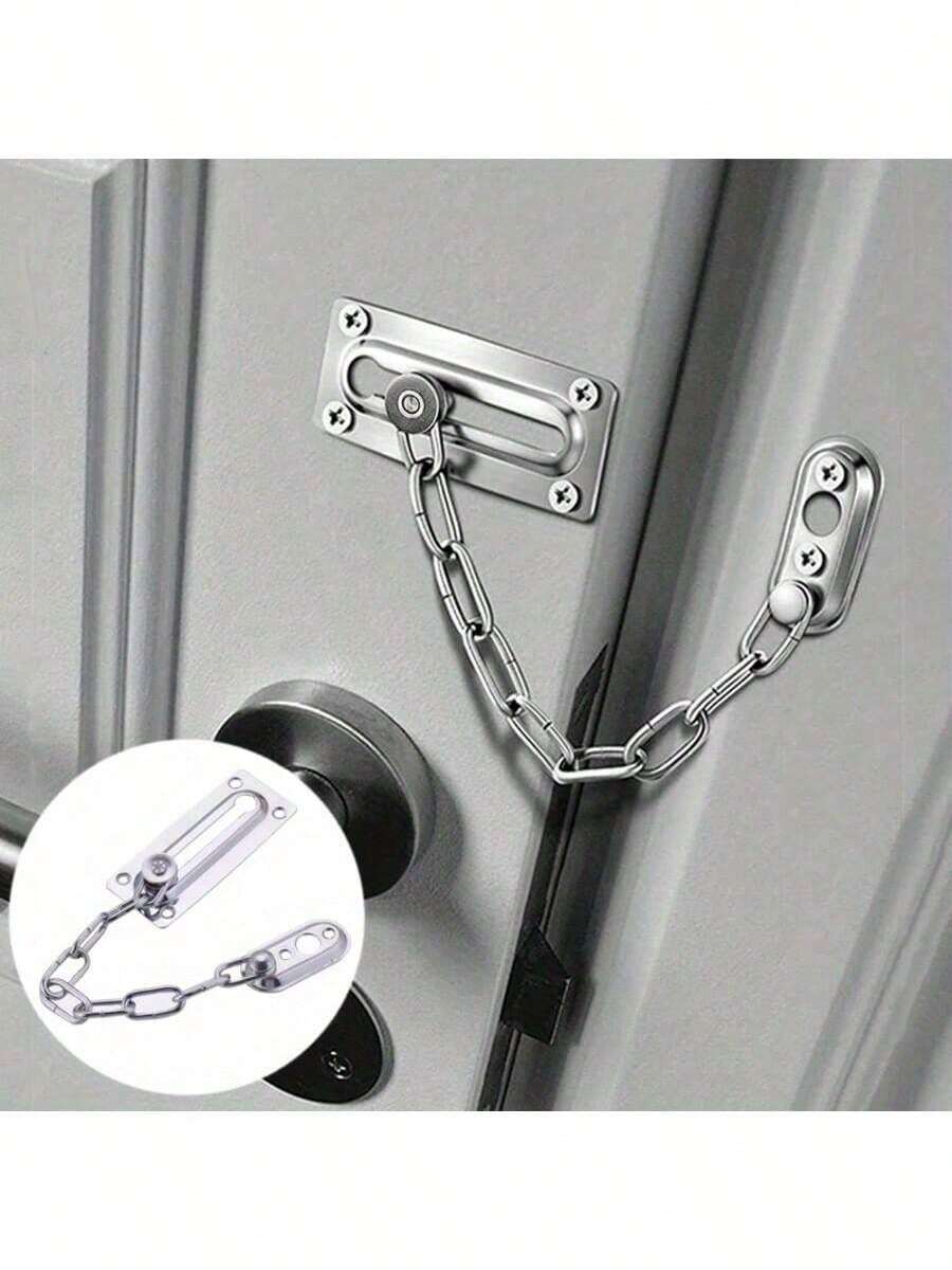 1pc Home Door Lock Anti-Theft Chain, Security Door Chain, Home Office Lock Protection Bolt - Chain Terms - View 1