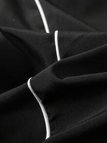Men's Casual Drawstring Waist Contrast Trim Pockets Pants, Suitable For Daily Commute And Streetwear, Spring/Summer - Black - View 5