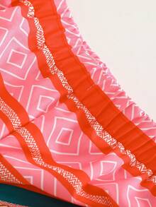 3pcs/Set Girls Casual Geometric Print Sleeveless Top + Matching Allover Print Hat And Capri Pants Outdoor Suit, Spring/Summer - Multicolor - View 5