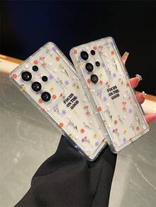 1个字母花卉图案，带气囊透明防摔手机保护壳，TPU材质，适合作为男女节日礼物，兼容三星手机 - 無色 - 查看 8