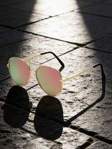 1pc/2pcs Retro Fashion Personalized Hollow Polygon Metal Double Circle Fashion Glasses, Suitable For Outings, Driving And Other Occasions - Multicolor - View 1