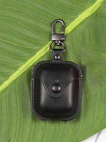 1pc Black Leather Bluetooth Headphone Case + Carabiner Clip, Compatible With Apple 1/2/3/Pro 2 Protective Case - Black - View 8