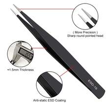 精密防静电不锈钢工业维修工具 ESD镊子 弯头直头镊子 10件套 - A - 查看 4