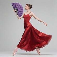 Abanico plegable grande QIRMIZI para rave - Abanico de nailon - Abanico retro vintage para kung fu chino-japonés, tai chi, danza, festivales de música, fiestas y decoraciones, morado - Púrpura - Ver 4