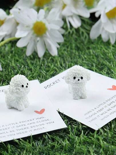 1/2 piezas Tarjeta de felicitación con abrazo de bolsillo con figura de resina de perro - Decoración personalizada para cualquier ocasión como boda, o recuerdo - Regalo conmemorativo pequeño multifuncional DIY