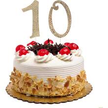 Large 0-9 Gold Rhinestone Number Cake Topper, Birthday Cake Decoration, Anniversary Cake Decor For 10th, 16th, 18th, 21st, 30th, 40th, 50th, 60th, 70th, 80th, 90th Birthday - Multicolor - View 6
