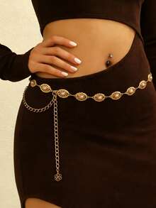 1pc Fashionable Sexy Sunflower Waist Chain, Unique Smiling Face Pendant Body Chain, Versatile Sunflower Waist Chain Body Jewelry Suitable For Women's Daily, Vacation, Party Wear - White - View 2