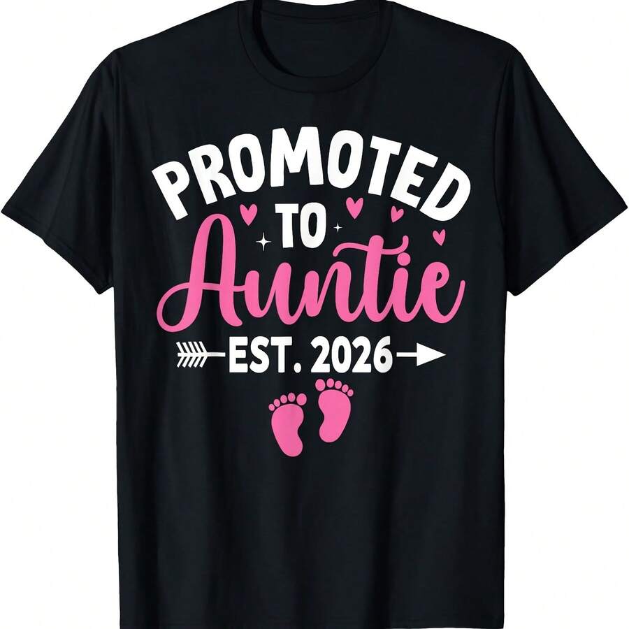 Promovida a Tía Est. 2026 Tía 2026 Nueva Tía 2026 Camiseta - Negro - Ver 1