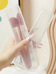 Transparent Toothbrush & Toothpaste Storage Box With Buckle Design And Drainage Function, Convenient For Travel, Desktop Storage Box, Jewelry Box, Dust-Proof Travel Storage Box, Flip-Top Design For Easy Access And Organization, Makeup Brush Holder, Toothbrush Holder, Suitable For Lipstick, Makeup Brushes, Etc. - Multicolor - View 5