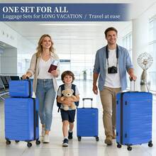 YSTYLE 4-Piece Hardside Luggage Set (12/20/24/28 Inches), With Scratch-Resistant And Impact-Resistant ABS Shells, Spacious Design And Four 360-Degree Spinner Wheels - Blue - View 2