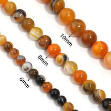 35-60pcs Vibrant Agate Beads For DIY Jewelry - 6-10mm, Ideal For Necklaces, Bracelets, Earrings, Crafting - Yellow and Black Striped Agate - View 7