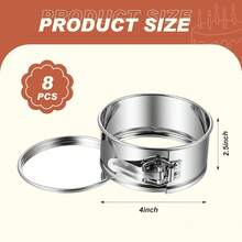 4 Inch Springform Pan For BaFKing Mini Cheesecake Pans With Removable Bottom Nonstick Leakproof Round Cake Mold Spring Form Molds For Mini Cheesecake Pizza And Quiches (Stainless Steel,8 Pcs) - 不銹鋼 - 查看 4