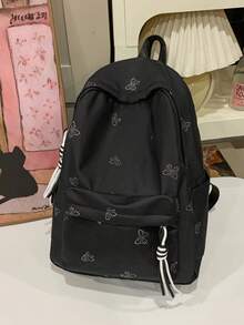 1个情侣蝴蝶印花尼龙多隔层拉链休闲背包，适合校园情侣、年轻情侣日常使用、短途旅行、情人节/周年纪念礼物 - 彩色 - 查看 2