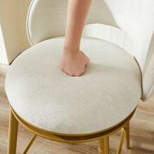 Tabouret de bar pivotant en chenille : Chaise de bar moderne avec rotation à 360°, structure en métal doré, revêtement confortable pour la cuisine, le bar et le salon. - Beige - Voir 5